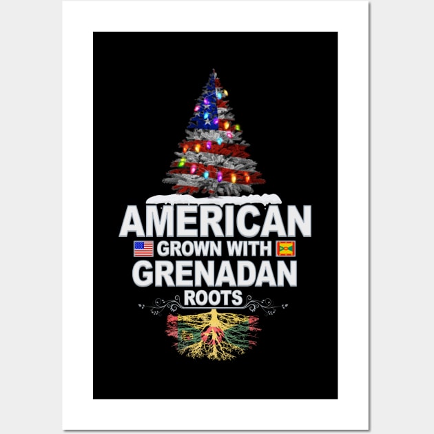 Christmas Tree  American Grown With Grenadan Roots - Gift for Grenadan From Grenada Wall Art by Country Flags